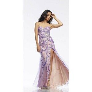 Riva Designs Strapless Sequin Prom Dress R9710 Lilac